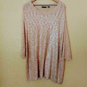 RDI Crew Neck Metallic Detail Sweater Cream 3X